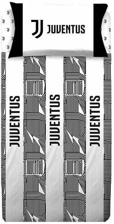 Completo Letto Singolo Juventus Set Di Lenzuola 100% Cotone Squadra Di Calcio Juve Prodotto Ufficiale Lenzuolo Sotto 90x200 Cm Lenzuolo Sopra 150x295cm E Federa 52x80cm F. C Juventus