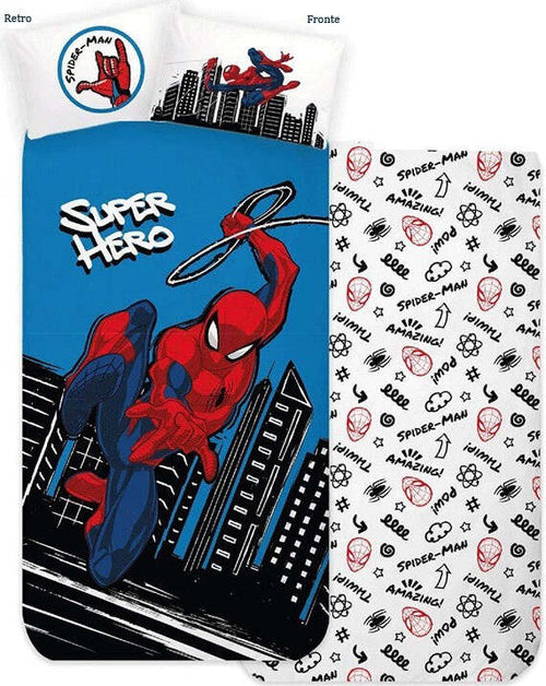 Completo-letto-singolo-Spiderman-Marvel-in-cotone