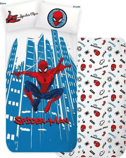 Completo-letto-singolo-Spiderman-Marvel-in-cotone