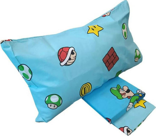 Completo-letto-super-mario-bros-prodotto-originale-by-novia-set-lenzuola-letto-singolo-in-puro-cotone-Super-Mario-Novia