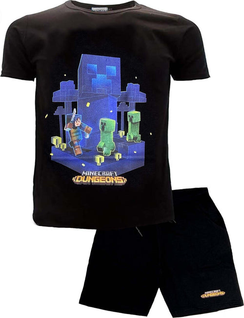 Completo Minecraft da 10 a 16 anni Nero Moda/Bambini e ragazzi/Abbigliamento/Completi e coordinati/Completi due pezzi con pantaloncino Store Kitty Fashion - Roma, Commerciovirtuoso.it