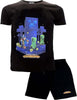 Completo Minecraft da 10 a 16 anni Nero Moda/Bambini e ragazzi/Abbigliamento/Completi e coordinati/Completi due pezzi con pantaloncino Store Kitty Fashion - Roma, Commerciovirtuoso.it