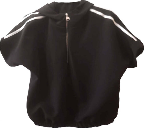 Completo Sport Donna Estate Pantaloncini Corti + Maglietta Maniche Corte con Zip e Cappuccio Completino Sportivo Bianco e Nero Made in Italy Bella e Viziosa Per Allenamento ART.213366 completo donna L'Orchidea - Siderno, Commerciovirtuoso.it