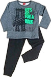 Completo Tuta Coordinato Bimbo Grigio Completino Maglietta maniche lunghe Grigia Stampata e Pantaloni Felpati Leggeri Grigi Scuro TUTA Piccole Canaglie - Tropea, Commerciovirtuoso.it