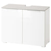 Sotto lavello da bagno bianco lucido e cemento h 58 cm con 2 ante in legno