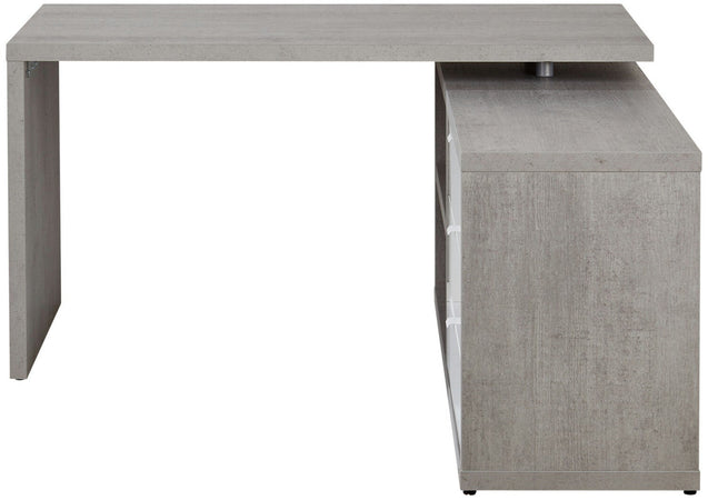 Scrivania angolare con cassettiera color cemento e bianco laccato da ufficio 150 cm "Made in Italy"