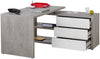 Scrivania angolare con cassettiera color cemento e bianco laccato da ufficio 150 cm Made in Italy