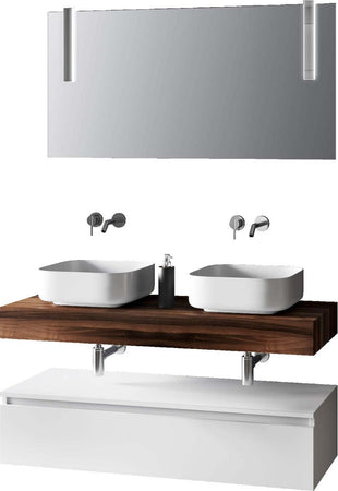 Composizione Bagno 120cm Con Doppio Lavabo, Base Con Cassetto E Specchio Con Lampada Casa e cucina/Bagno/Mobili da bagno/Mobiletti con lavabo Shopbagno.it - Roma, Commerciovirtuoso.it
