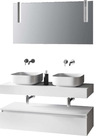 Composizione Bagno 120cm Con Doppio Lavabo, Base Con Cassetto E Specchio Con Lampada Casa e cucina/Bagno/Mobili da bagno/Mobiletti con lavabo Shopbagno.it - Roma, Commerciovirtuoso.it