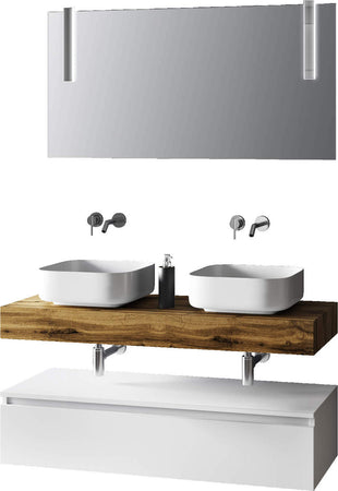 Composizione Bagno 120cm Con Doppio Lavabo, Base Con Cassetto E Specchio Con Lampada Casa e cucina/Bagno/Mobili da bagno/Mobiletti con lavabo Shopbagno.it - Roma, Commerciovirtuoso.it
