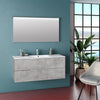 Composizione Bagno 120cm Sospesa Con Due Cassetti E Specchio Con Led Integrato Cemento