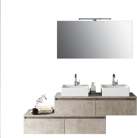 Composizione Bagno 160cm Con Doppio Lavabo, Cassetti E Specchio Con Lampada Casa e cucina/Bagno/Mobili da bagno/Mobiletti con lavabo Shopbagno.it - Roma, Commerciovirtuoso.it