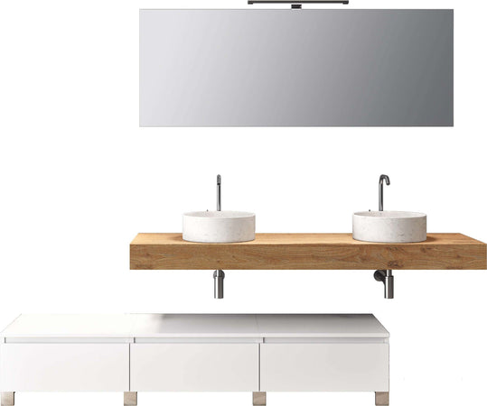 Composizione Bagno 180cm Con Doppio Lavabo, Cassetti E Specchio Casa e cucina/Bagno/Mobili da bagno/Mobiletti con lavabo Shopbagno.it - Roma, Commerciovirtuoso.it