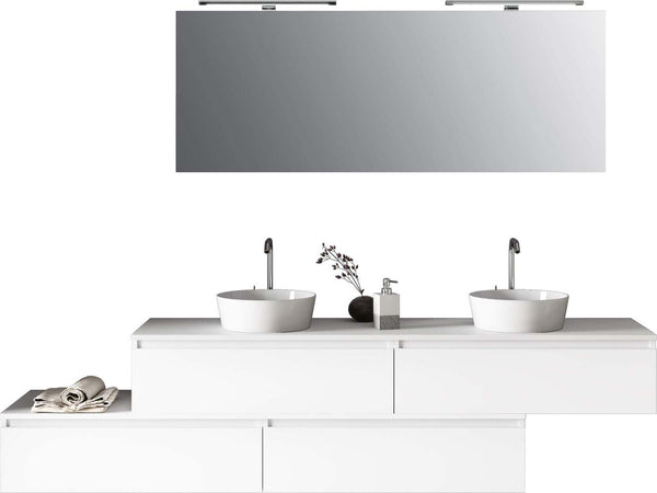 Composizione Bagno 200cm Con Doppio Lavabo, Cassetti E Specchio Con Lampada Casa e cucina/Bagno/Mobili da bagno/Mobiletti con lavabo Shopbagno.it - Roma, Commerciovirtuoso.it