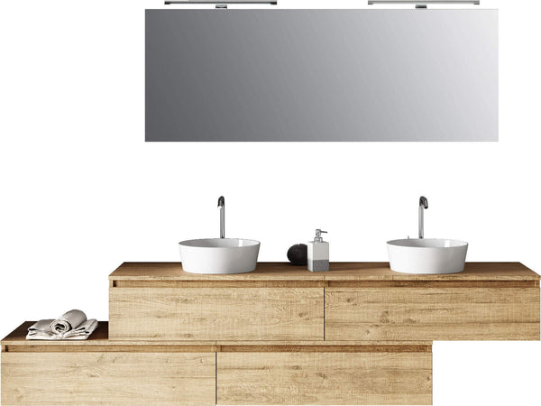 Composizione Bagno 225cm Sospesa Con Doppio Lavabo, Cassetti E Specchio Casa e cucina/Bagno/Mobili da bagno/Mobiletti con lavabo Shopbagno.it - Roma, Commerciovirtuoso.it