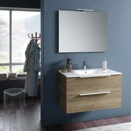 Composizione Bagno 80cm Sospesa Con Due Cassetti E Specchio Con Lampada Casa e cucina/Bagno/Mobili da bagno/Mobiletti con lavabo Shopbagno.it - Roma, Commerciovirtuoso.it