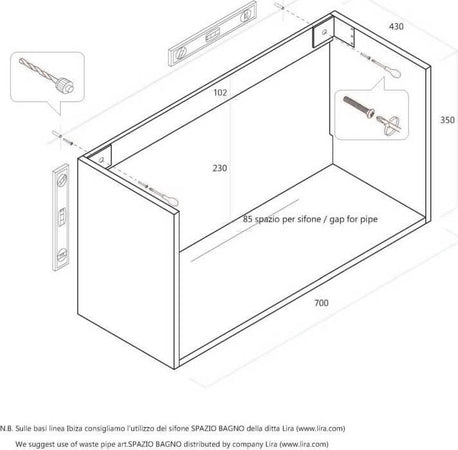 Composizione Mobile Bagno 70cm Sospeso Cassetto Specchio E Lampada Casa e cucina/Bagno/Mobili da bagno/Mobiletti con lavabo Shopbagno.it - Roma, Commerciovirtuoso.it
