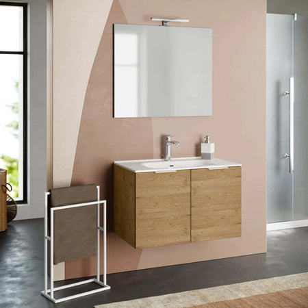 Composizione Mobile Bagno 80cm Sospeso Con 2 Ante e Specchio con Lampada Casa e cucina/Bagno/Mobili da bagno/Mobiletti con lavabo Shopbagno.it - Roma, Commerciovirtuoso.it