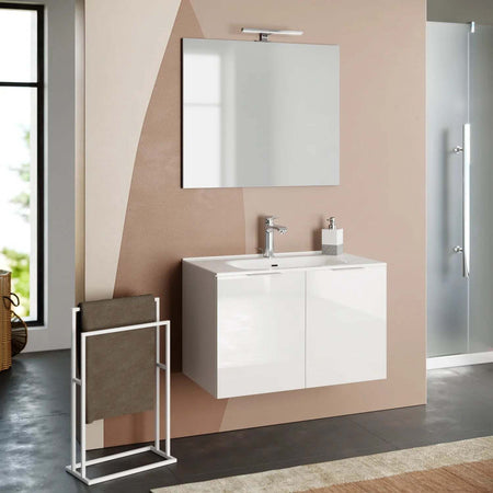 Composizione Mobile Bagno 80cm Sospeso Con 2 Ante e Specchio con Lampada Casa e cucina/Bagno/Mobili da bagno/Mobiletti con lavabo Shopbagno.it - Roma, Commerciovirtuoso.it