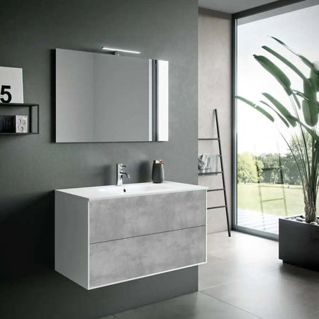 Composizione Mobile Bagno 90cm Sospeso Due Cassetti e Specchio Con Lampada Casa e cucina/Bagno/Mobili da bagno/Mobiletti con lavabo Shopbagno.it - Roma, Commerciovirtuoso.it