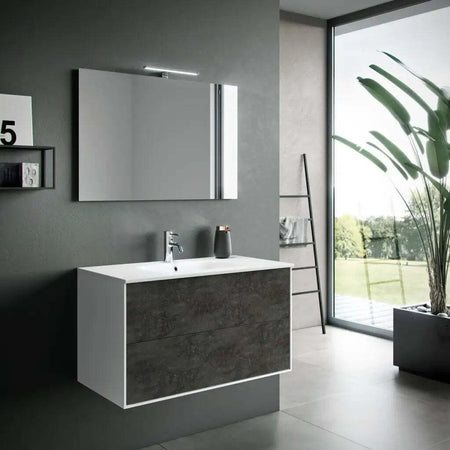 Composizione Mobile Bagno 90cm Sospeso Due Cassetti e Specchio Con Lampada Casa e cucina/Bagno/Mobili da bagno/Mobiletti con lavabo Shopbagno.it - Roma, Commerciovirtuoso.it