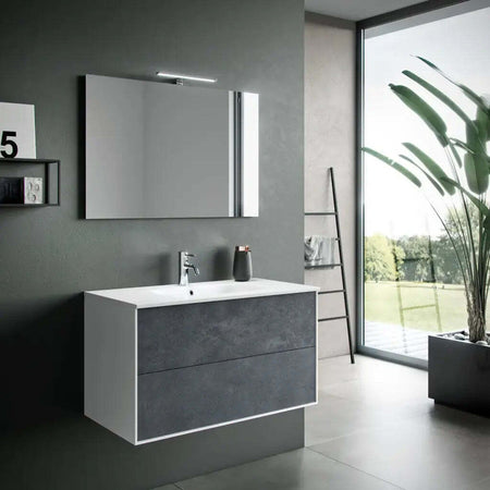 Composizione Mobile Bagno 90cm Sospeso Due Cassetti e Specchio Con Lampada Casa e cucina/Bagno/Mobili da bagno/Mobiletti con lavabo Shopbagno.it - Roma, Commerciovirtuoso.it