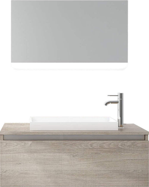 Composizione Mobile Bagno Sospesa 100cm Con Cassetto, Specchio a LED Integrato Casa e cucina/Bagno/Mobili da bagno/Mobiletti con lavabo Shopbagno.it - Roma, Commerciovirtuoso.it
