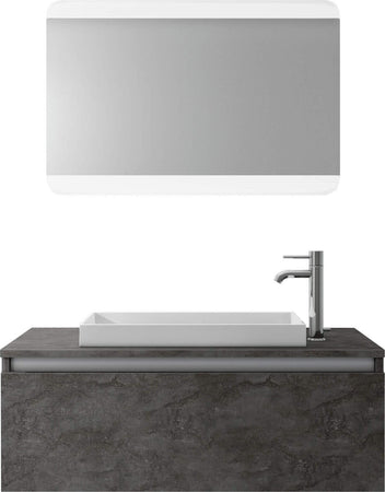 Composizione Mobile Bagno Sospesa 100cm Con Cassetto, Specchio a LED Integrato Casa e cucina/Bagno/Mobili da bagno/Mobiletti con lavabo Shopbagno.it - Roma, Commerciovirtuoso.it