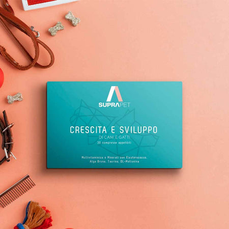 Compresse Aiuto Crescita e sviluppo per Cani e Gatti 30 Compresse SUPRAPET Crescita e Sviluppo - Mangime Multivitaminico con Alga Kelp, Calcio, Ferro, Taurina, Rame e Vitamine A-D3-E-B12-C Supporto In Fase di Allattamento Prodotti per animali domestici/Cani/Accessori per la cura e la salute/Integratori e vitamine/Multivitaminici MyLab Nutrition - Roma, Commerciovirtuoso.it