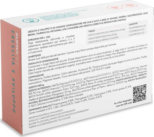 Compresse Aiuto Crescita e sviluppo per Cani e Gatti 30 Compresse SUPRAPET Crescita e Sviluppo - Mangime Multivitaminico con Alga Kelp, Calcio, Ferro, Taurina, Rame e Vitamine A-D3-E-B12-C Supporto In Fase di Allattamento Prodotti per animali domestici/Cani/Accessori per la cura e la salute/Integratori e vitamine/Multivitaminici MyLab Nutrition - Roma, Commerciovirtuoso.it