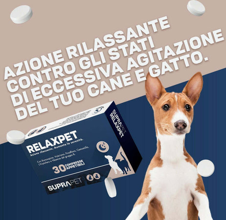 Compresse-Rilassanti-Per-Cani-Suprapet-Relax-Calmante-Per-Cani-30-Compresse-Appetibili---Rilassante-Naturale-Contro-Stress-E-Paura-Con-L-triptofano,-Vitamine-B,-Valeriana,-Passiflora,-Biancospino,-Zenzero