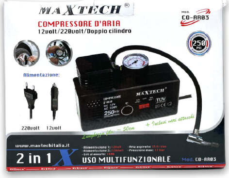 Compressore-Ad-Aria-35lt-12v/220v-Adattatori-Inclusi-Max-17bar-Co-ar03-Portatile