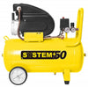 Compressore Ad Aria 50 Lt Sy013 SYSTEM+ Lubrificato Ad Olio Pressione Max. 8 Bar 2 Manometri Ed Attacco Rapido