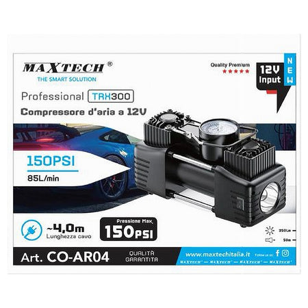 Compressore Portatile 12v 150psi Gonfiatore Ruote Auto 85l/min Manometro Co-ar04