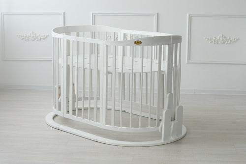 Lettino Trasformabile 7 in 1 in legno bianco con dondolo