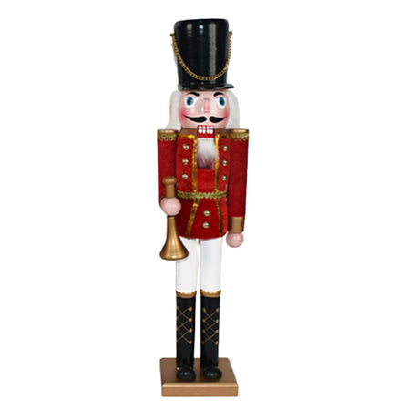 Schiaccianoci natalizio colore Rosso con strumento musicale decorazione natalizia h 38 cm