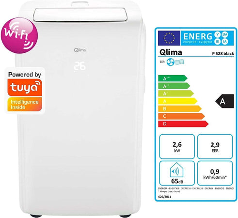 Condizionatore portatile Qlima P528 con Wi-fi monoblocco 9000 BTU 3 velocità tel