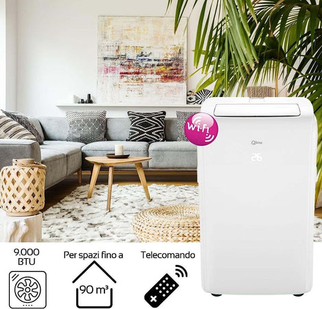 Condizionatore portatile Qlima P528 con Wi-fi monoblocco 9000 BTU 3 velocità tel