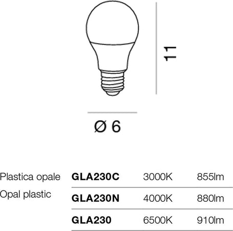 Confezione-10-Lampadine-Gea-Led-GLA230-E27-10W-LED-200°-plastica-opale-luce-calda-fredda-naturale