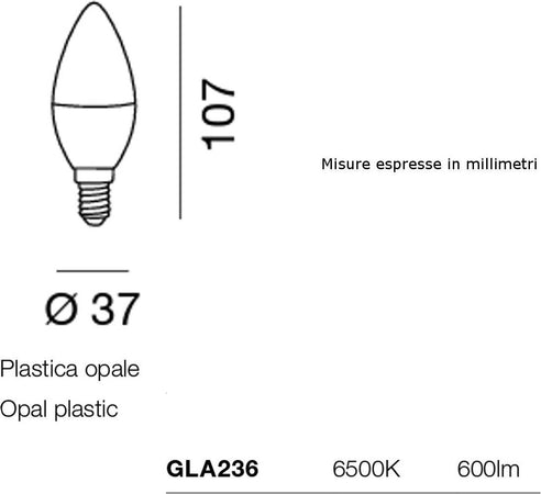 Confezione-10-Lampadine-Gea-Led-GLA236-E14-7W-LED-600Lm-160°-6500°K-luce-freddissima-plastica-bianca