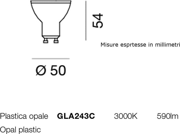 Confezione-10-Lampadine-Gea-Led-GLA243C-7W-a-590lm-LED-GU10-38°-attacco-baionetta-luce-concentrata