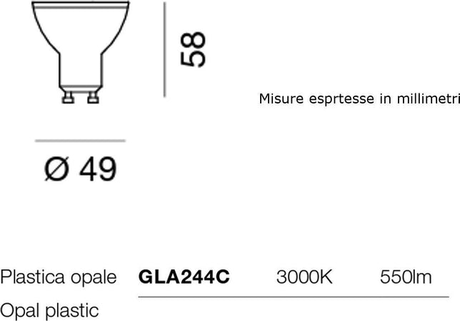 Confezione-10-Lampadine-Gea-Led-GLA244C-7W-GU10-LED-100°-attacco-baionetta-luce-diffusa