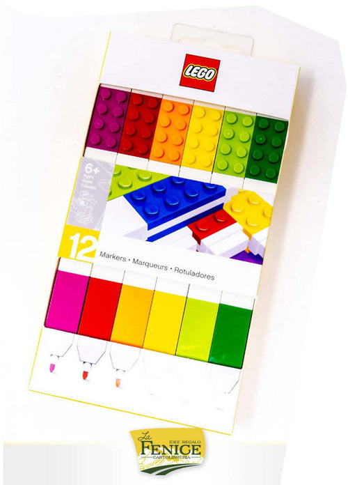 Confezione 12 Pennarelli Colorati Lego 12 Pennarelli Con Piastre Lego Su Ogni Segnalino