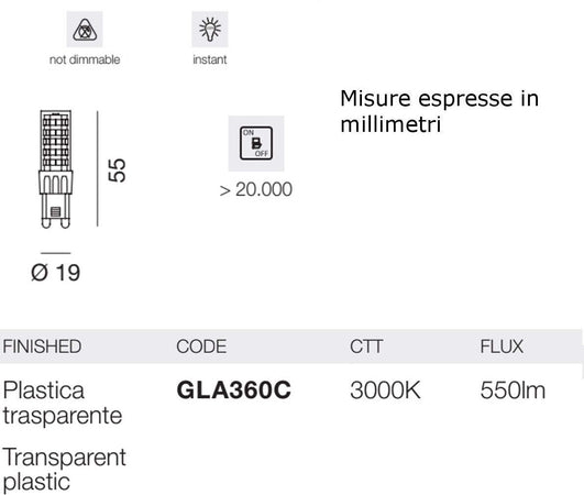 Confezione-20-Lampadine-Gea-Led-GLA360C-G9-LED-550LM-luce-diffusa