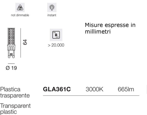 Confezione-20-Lampadine-Gea-Led-GLA361C-G9-LED-665LM-luce-diffusa