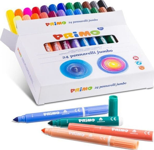 Confezione-24-Pennarelli-Colorati-Scuola-Disegno-Bambini-Con-Punta-Grossa-Maxi