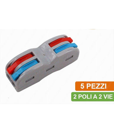 Confezione 5 Pezzi Morsetti Connettori Rapidi Universali 2 Poli A 2 Vie Mo-2a2
