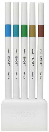Confezione 5 Pz Pennarelli Emott Kit 5 Pezzi Colori Island N.04 Base Quadrata Bordi Arrotondati Inchiostro A Base D'acqua Massima Resistenza
