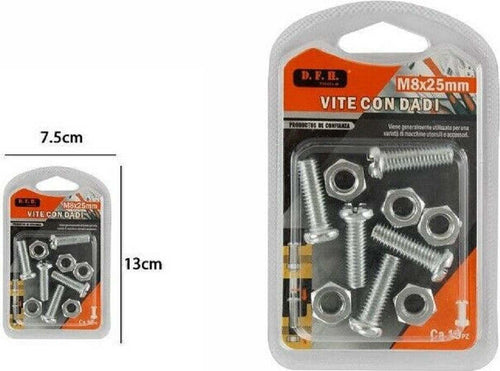 Confezione 5 Viti Vite Con Dadi M8 X 25 Mm Accessori Bricolage Minuteria Casa, arredamento e bricolage > Bricolage e fai da te > Minuteria Trade Shop italia - Napoli, Commerciovirtuoso.it