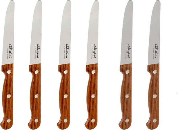 Confezione coltelli Tavola 6 pz. Acciaio Inox 6 Coltello Lama dentata acciaio inox 420 coltelli da tavola L'Orchidea - Siderno, Commerciovirtuoso.it